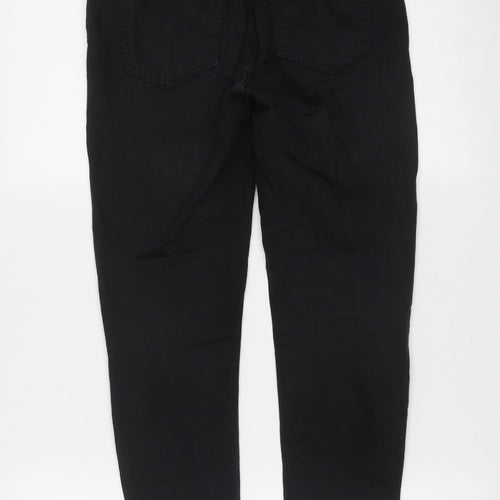 Marks and Spencer Womens Black  Cotton Skinny Jeans Size 8 L26 in Extra-Slim Zip