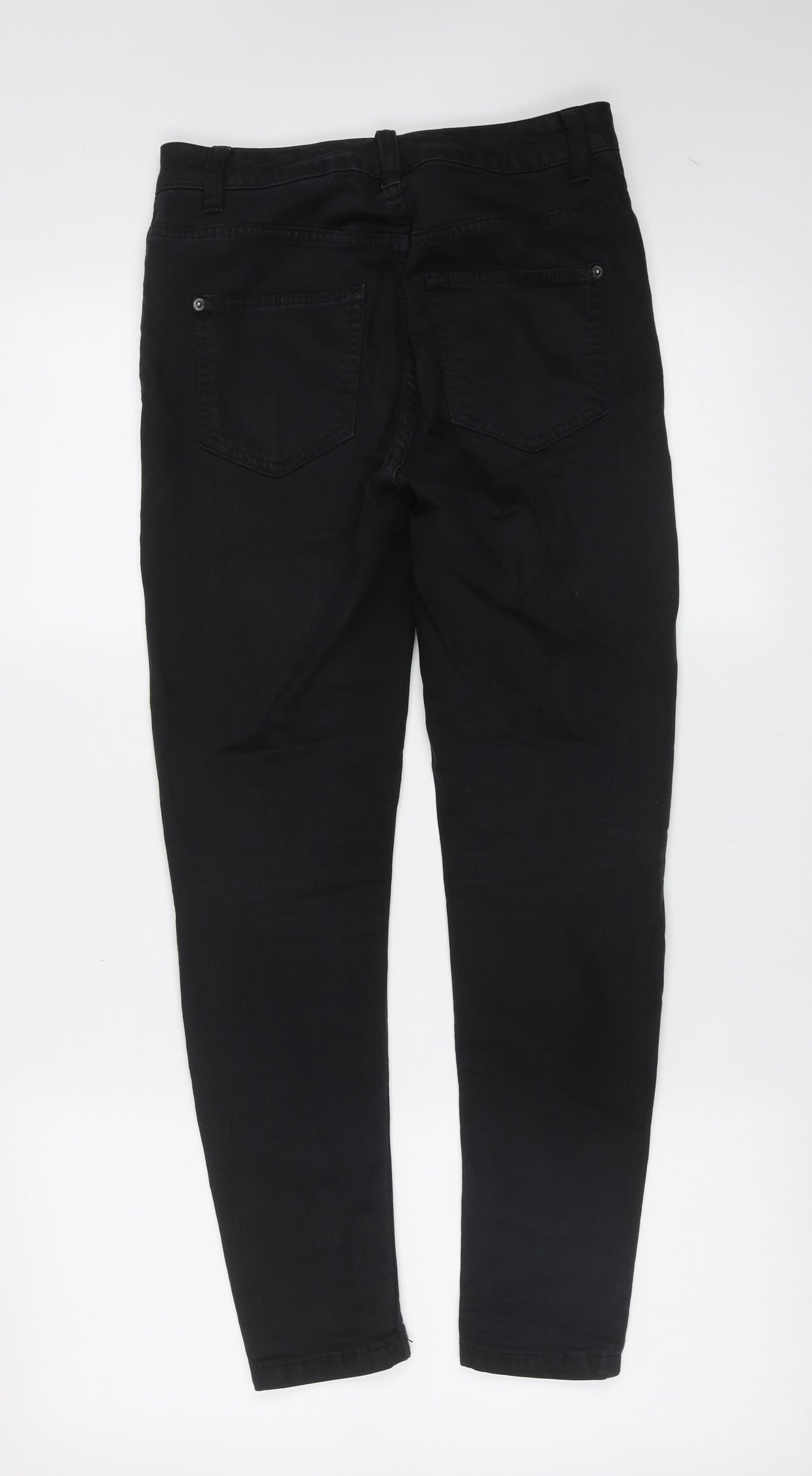 Marks and Spencer Womens Black  Cotton Skinny Jeans Size 8 L26 in Extra-Slim Zip