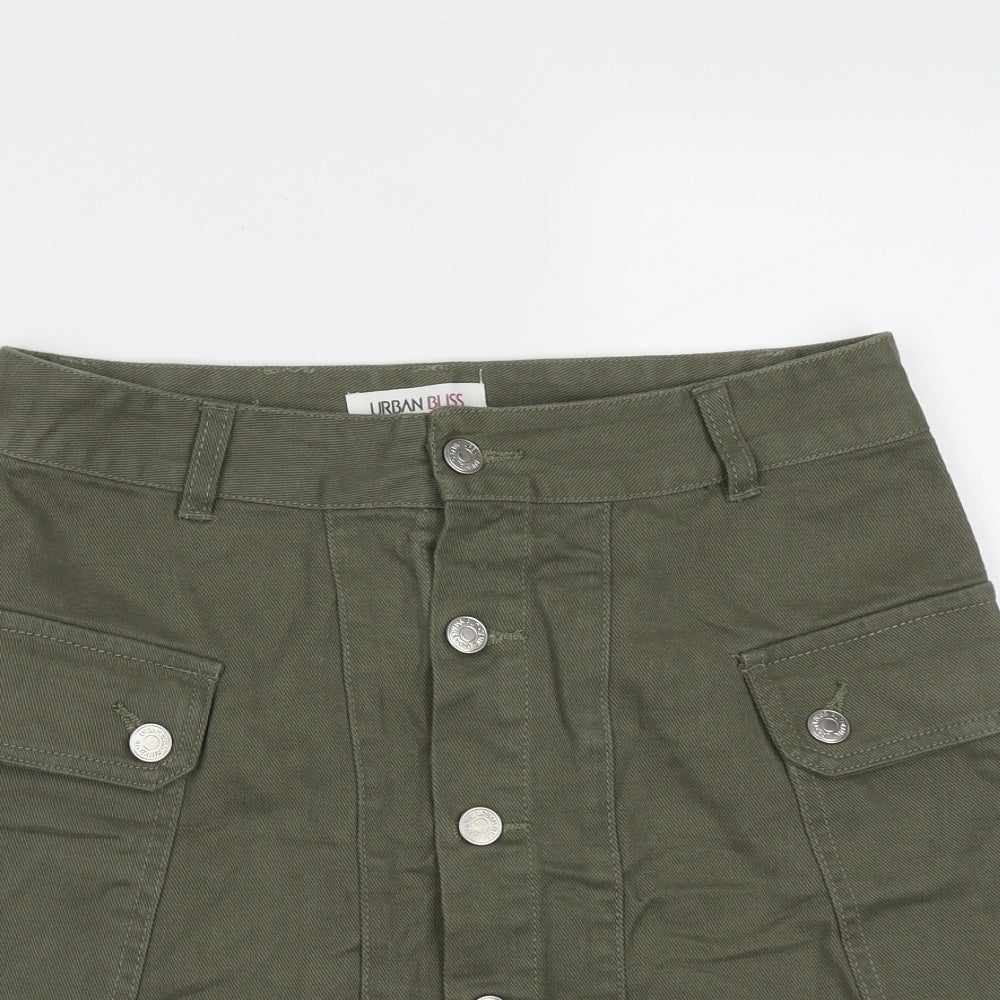 URBAN BLISS Womens Green  Cotton Mini Skirt Size 10    - distressed hem