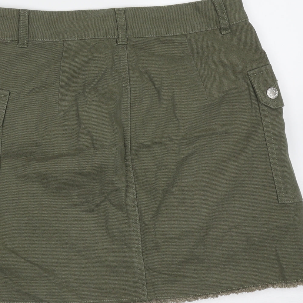 URBAN BLISS Womens Green  Cotton Mini Skirt Size 10    - distressed hem