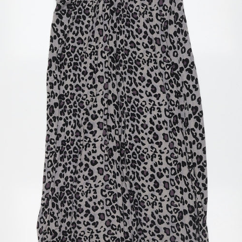 Oasis Womens Grey Animal Print Viscose Maxi  Size S  Round Neck  - beaded