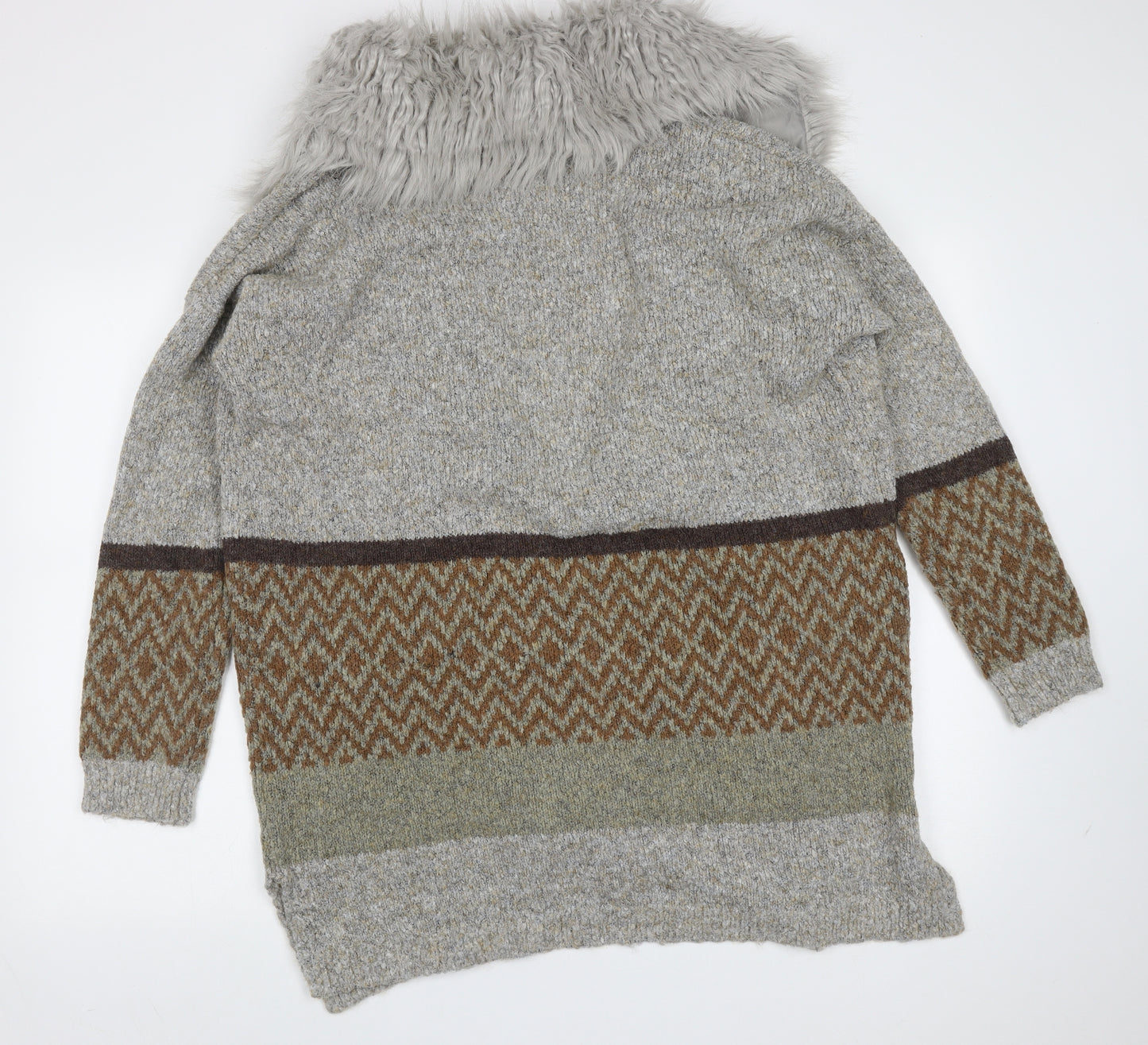 George Womens Grey Collared  Acrylic Cardigan Jumper Size 16