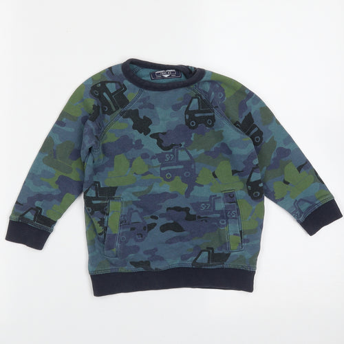 NEXT Boys Blue Camouflage Cotton Pullover Sweatshirt Size 2-3 Years   - trucks