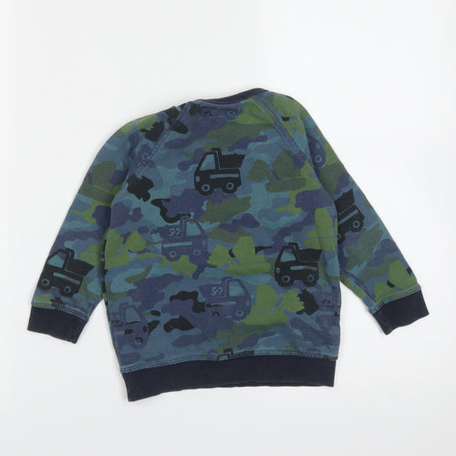 NEXT Boys Blue Camouflage Cotton Pullover Sweatshirt Size 2-3 Years   - trucks