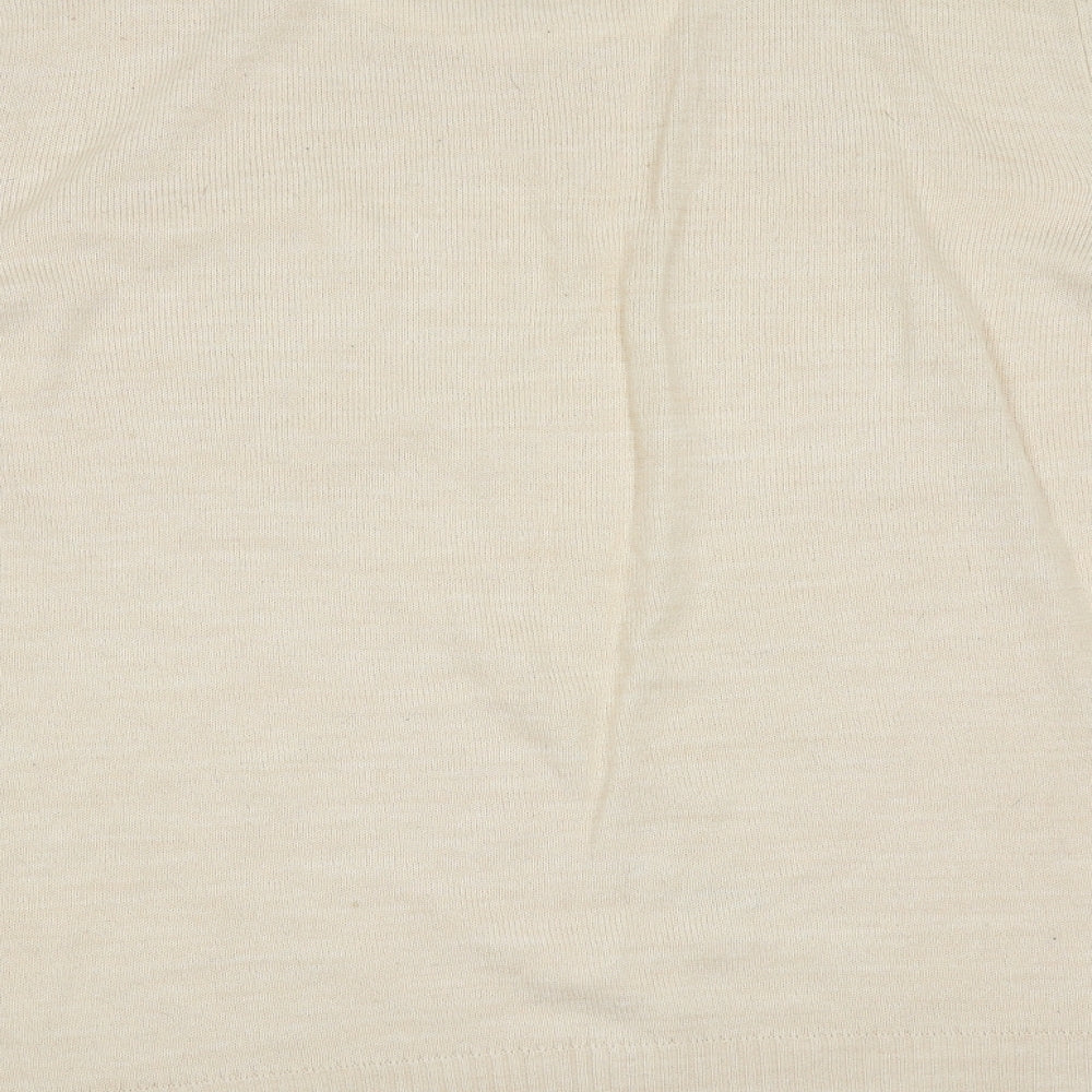 Peacocks Womens Beige Round Neck  Acrylic Pullover Jumper Size 18