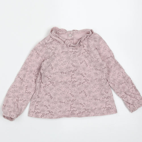 TU Girls Purple Floral Cotton Basic T-Shirt Size 9-12 Months Round Neck
