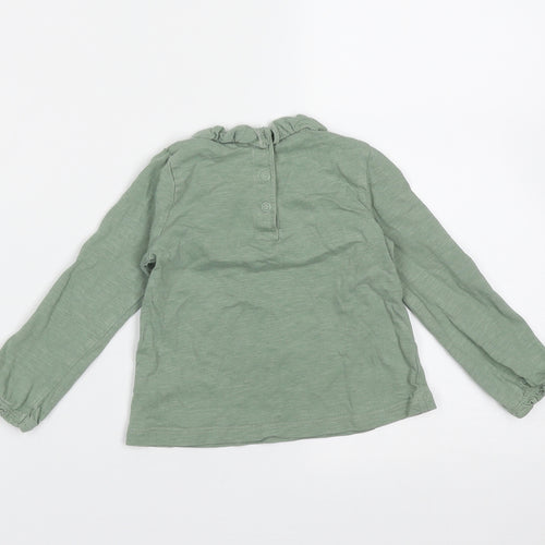 TU Girls Green  Cotton Basic T-Shirt Size 9-12 Months Round Neck