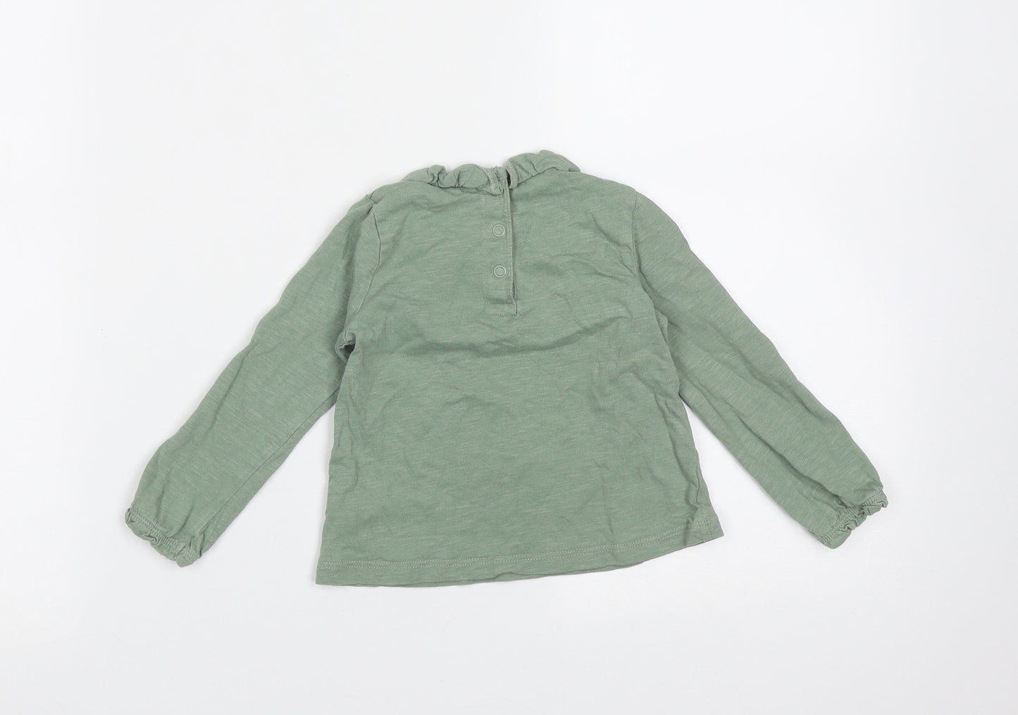 TU Girls Green  Cotton Basic T-Shirt Size 9-12 Months Round Neck