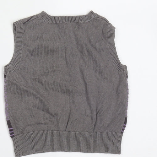 F&F Boys Grey Striped Cotton Pullover Jumper Size 3-6 Months