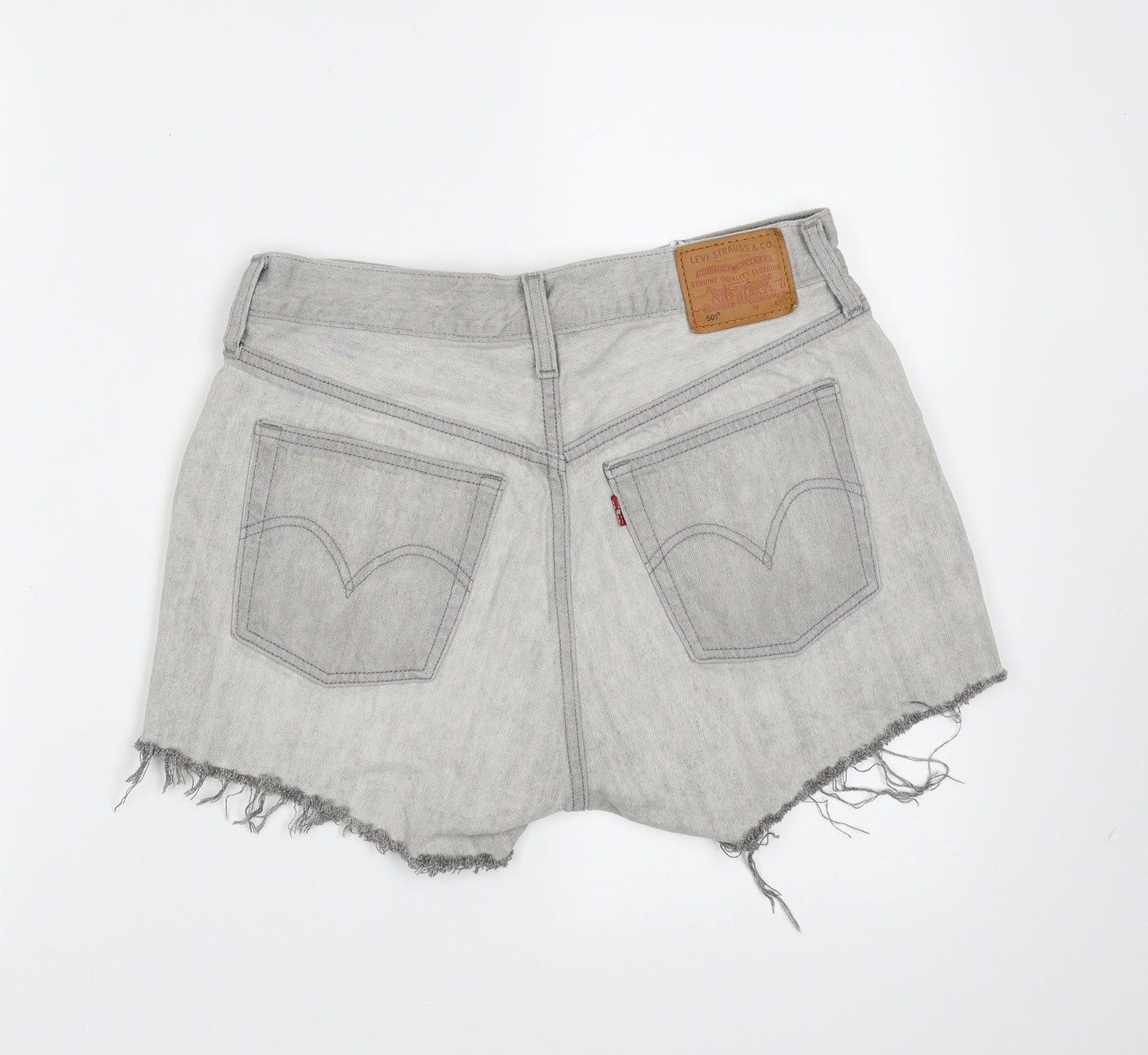 LEVIS Womens Grey  Cotton Hot Pants Shorts Size 30 in  Regular Button - distressed hem
