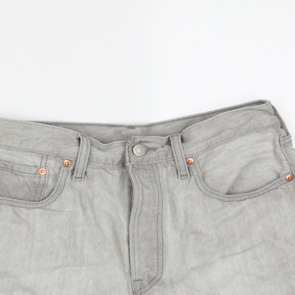LEVIS Womens Grey  Cotton Hot Pants Shorts Size 30 in  Regular Button - distressed hem