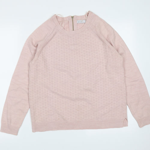 Marks and Spencer Womens Pink Round Neck Geometric Acrylic Pullover Jumper Size 12
