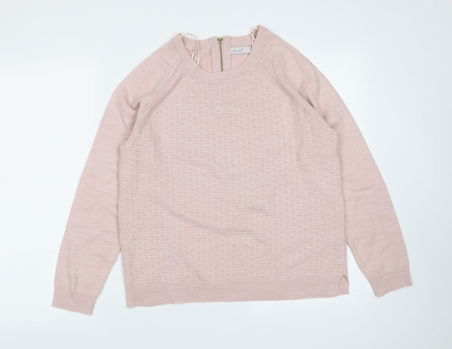 Marks and Spencer Womens Pink Round Neck Geometric Acrylic Pullover Jumper Size 12