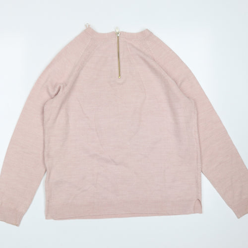 Marks and Spencer Womens Pink Round Neck Geometric Acrylic Pullover Jumper Size 12