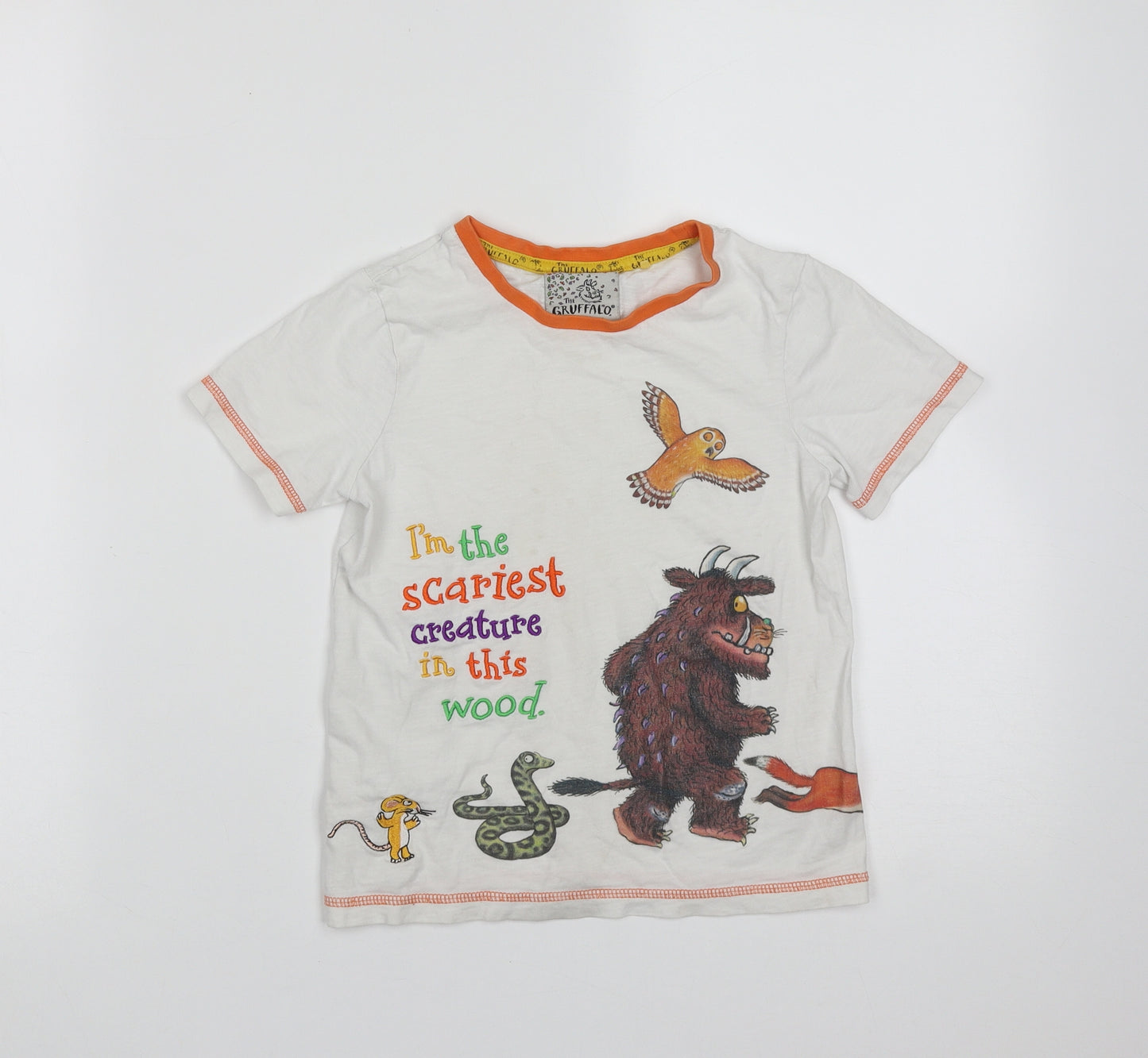 TU Boys White  Cotton Basic T-Shirt Size 4-5 Years Round Neck  - the gruff