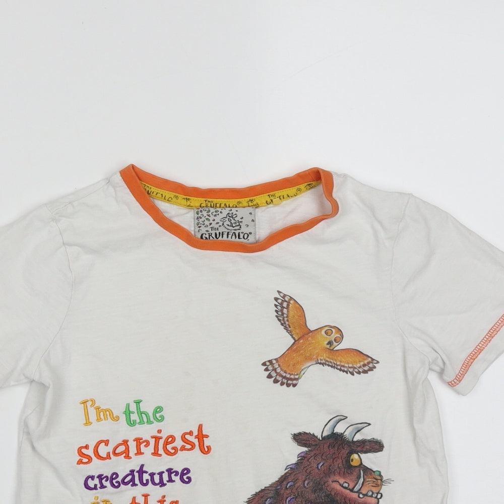 TU Boys White  Cotton Basic T-Shirt Size 4-5 Years Round Neck  - the gruff