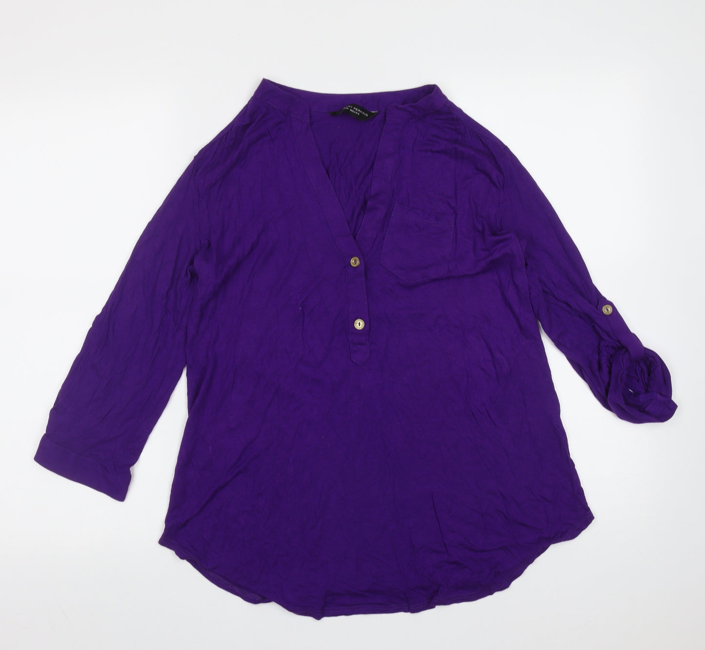 Dorothy Perkins Womens Purple  Viscose Basic Blouse Size 14 V-Neck
