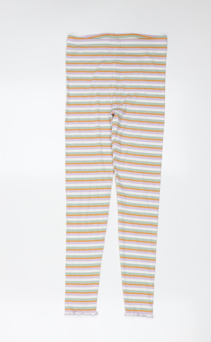 TU Girls Multicoloured Striped Cotton Carrot Trousers Size 9 Months Extra-Slim - leggings