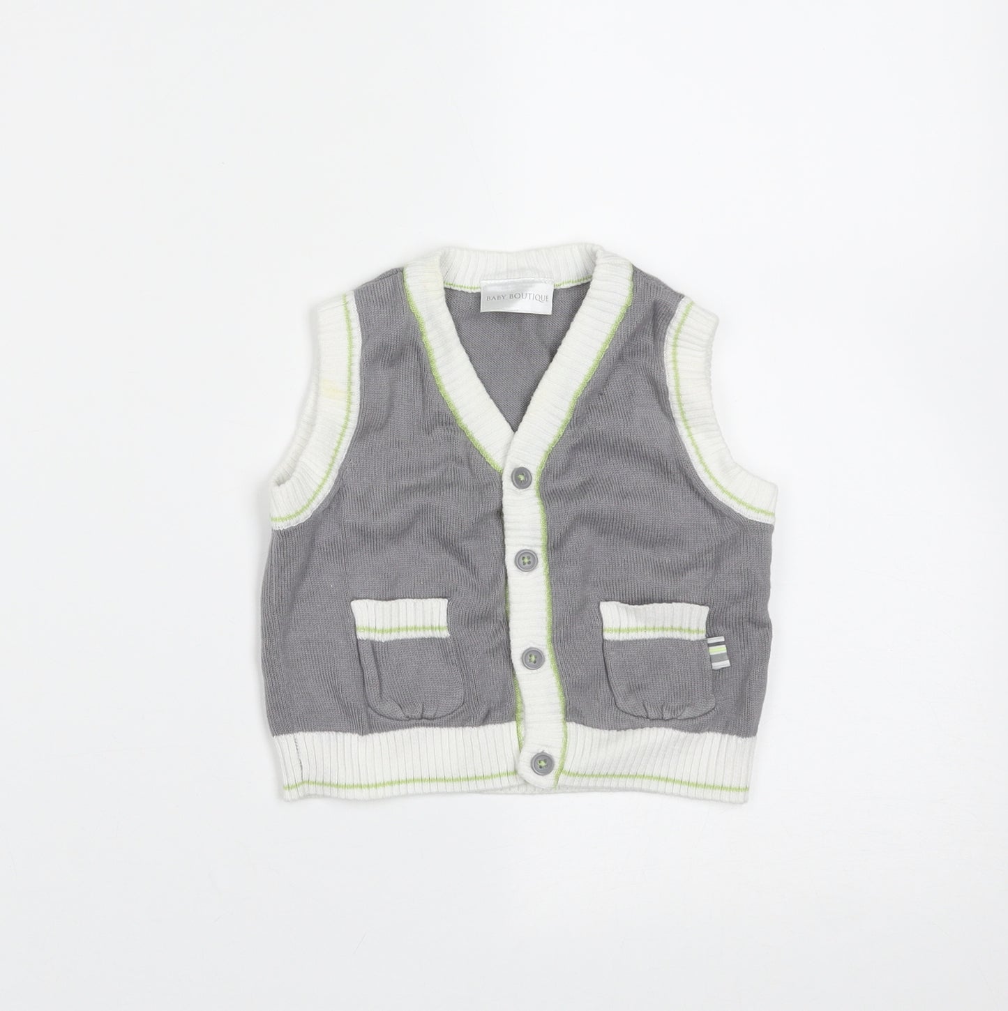 Baby Boutique Baby Grey  Cotton Cardigan Jumper Size 3-6 Months  Button