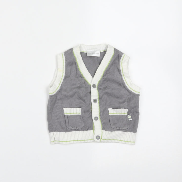 Baby Boutique Baby Grey  Cotton Cardigan Jumper Size 3-6 Months  Button