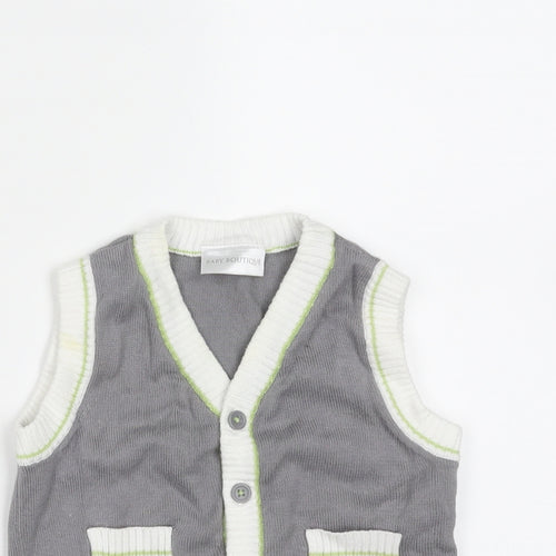 Baby Boutique Baby Grey  Cotton Cardigan Jumper Size 3-6 Months  Button