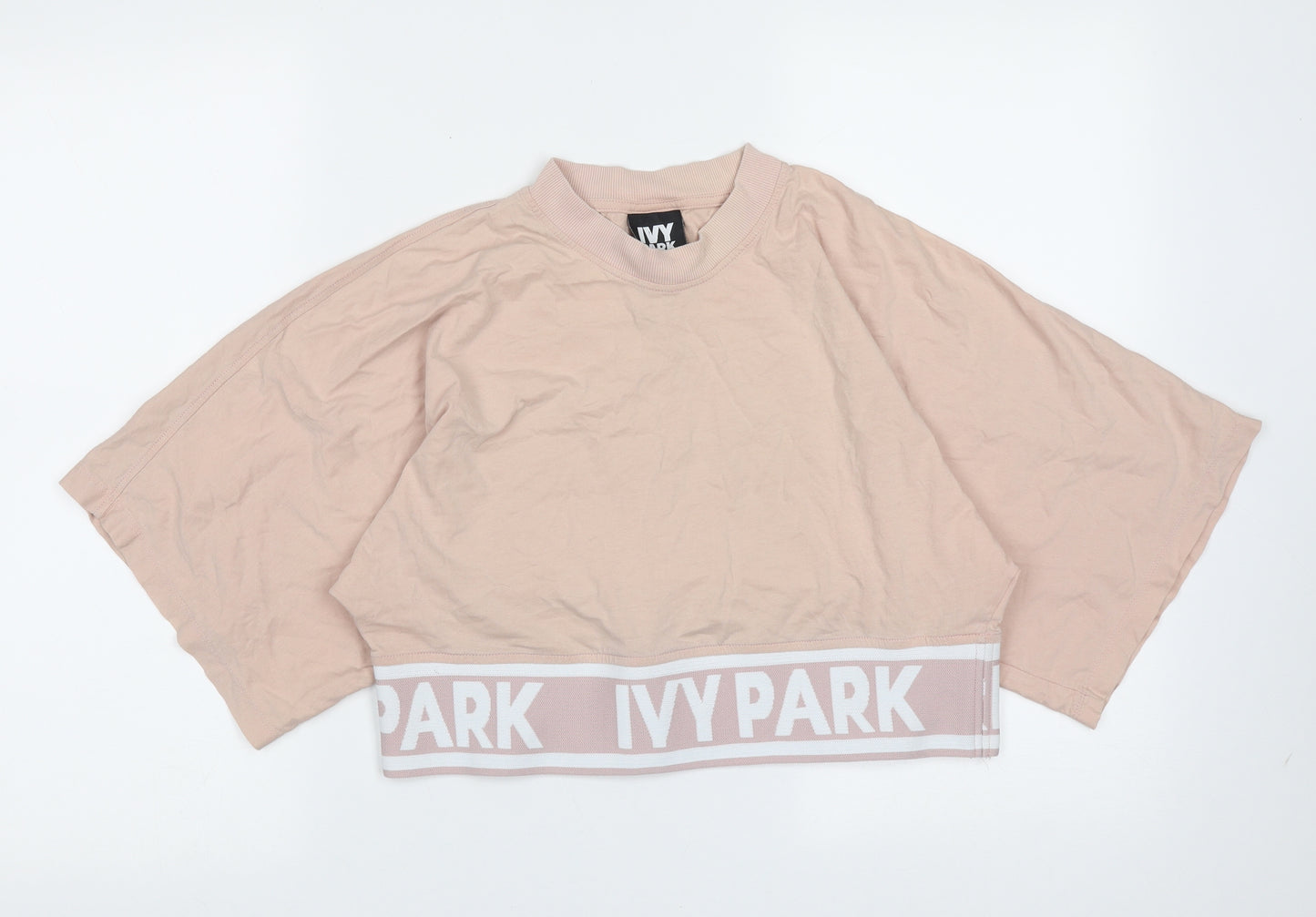 IVY PARK Womens Pink  Polyester Cropped T-Shirt Size 2XS Round Neck