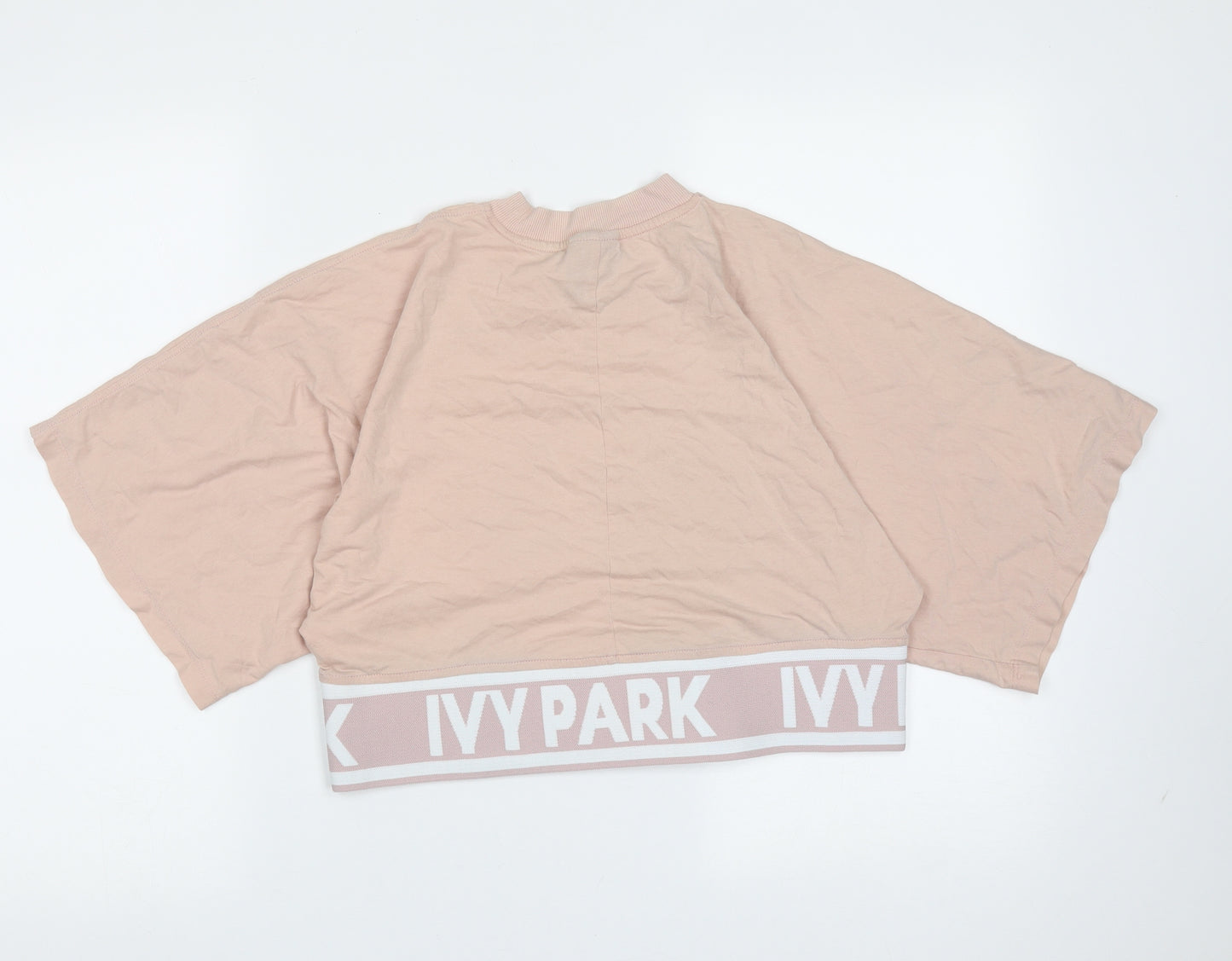 IVY PARK Womens Pink  Polyester Cropped T-Shirt Size 2XS Round Neck