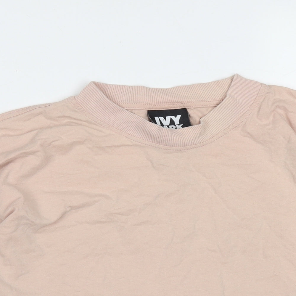 IVY PARK Womens Pink  Polyester Cropped T-Shirt Size 2XS Round Neck
