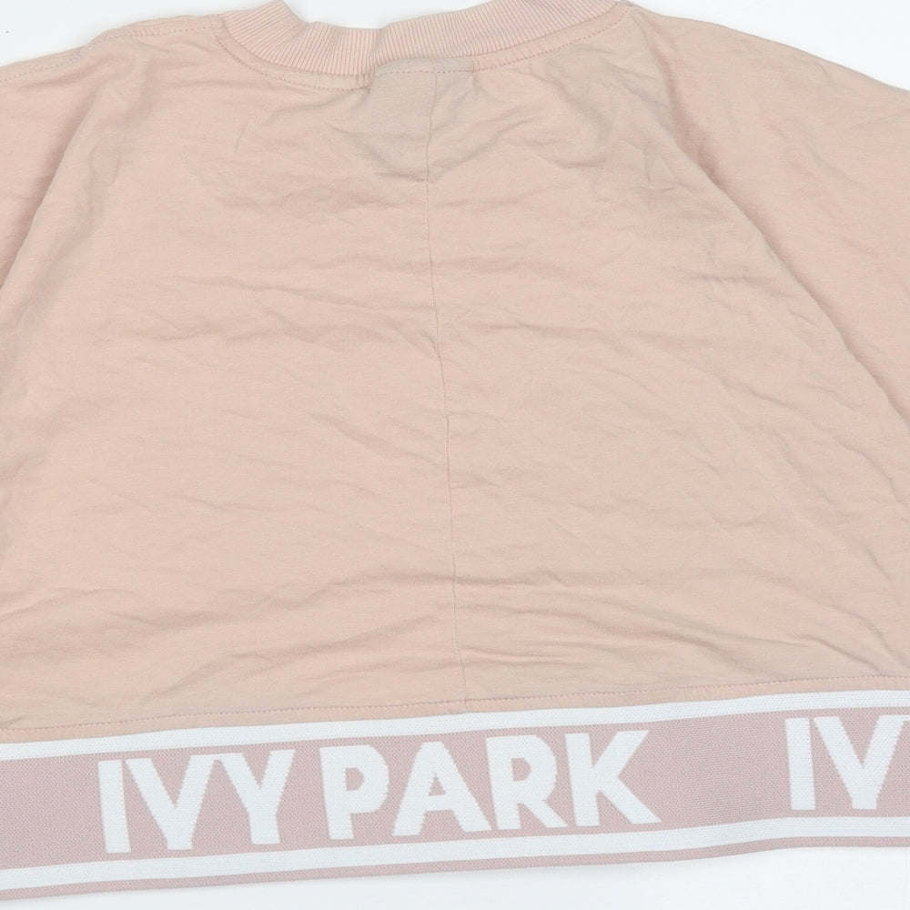 IVY PARK Womens Pink  Polyester Cropped T-Shirt Size 2XS Round Neck