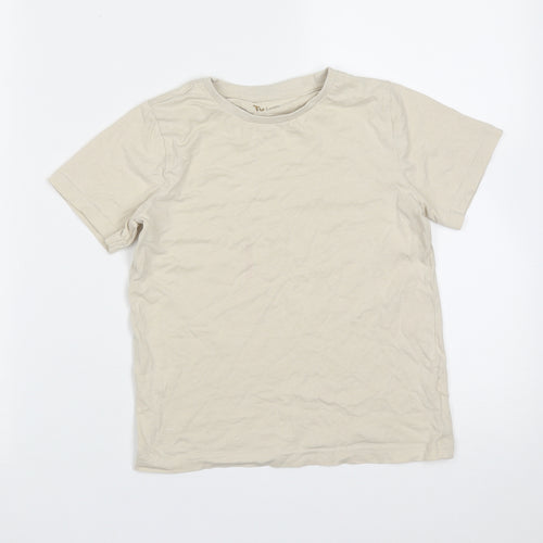 TU Boys Beige  Cotton Basic T-Shirt Size 8 Years Round Neck