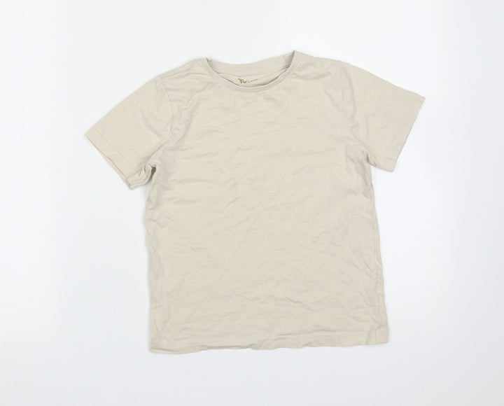 TU Boys Beige  Cotton Basic T-Shirt Size 8 Years Round Neck