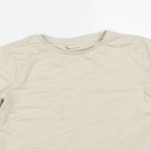 TU Boys Beige  Cotton Basic T-Shirt Size 8 Years Round Neck
