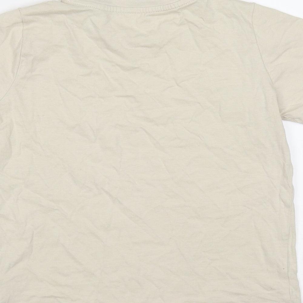 TU Boys Beige  Cotton Basic T-Shirt Size 8 Years Round Neck
