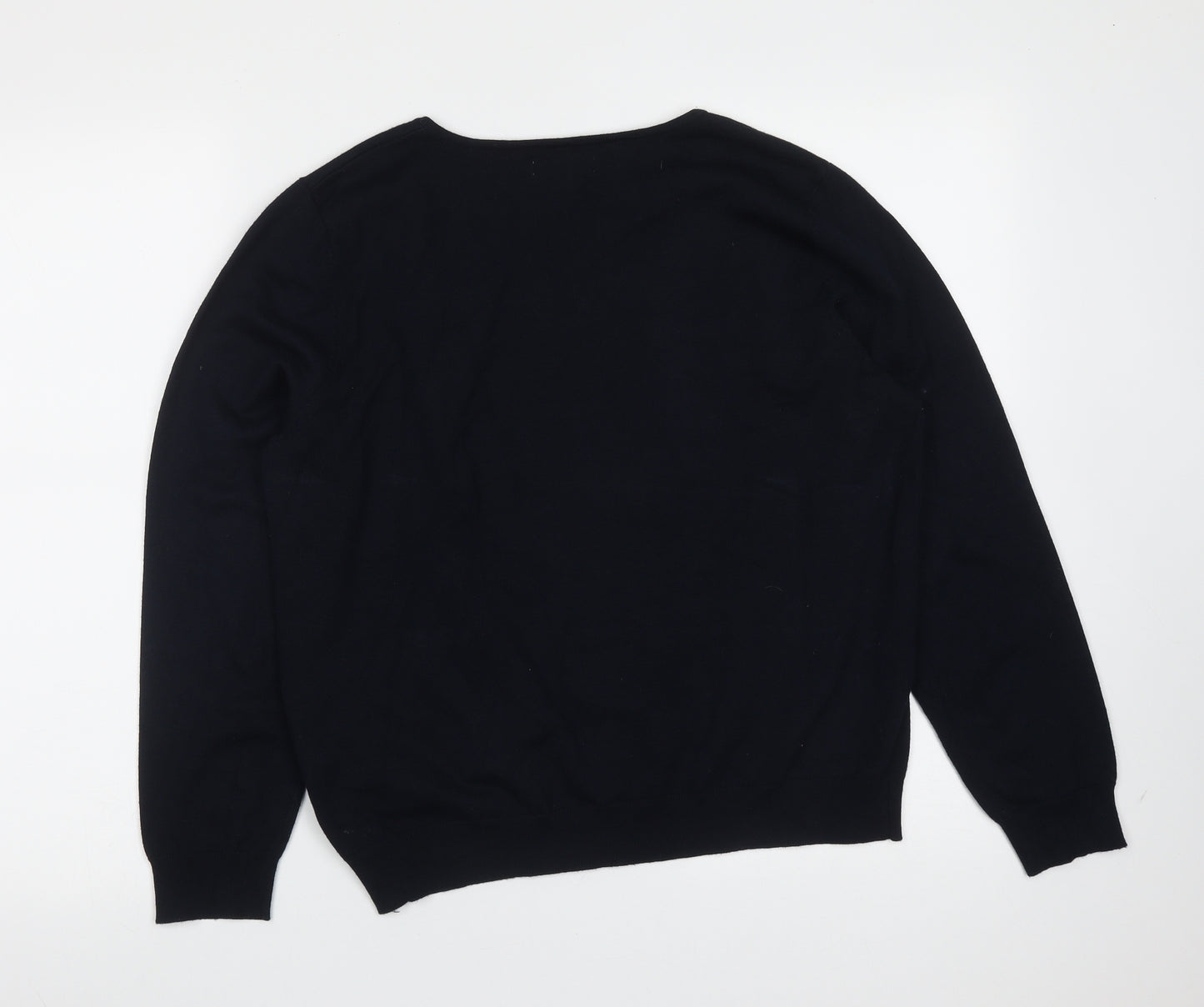 Galeries Lafayette Womens Blue Round Neck  Viscose Pullover Jumper Size M