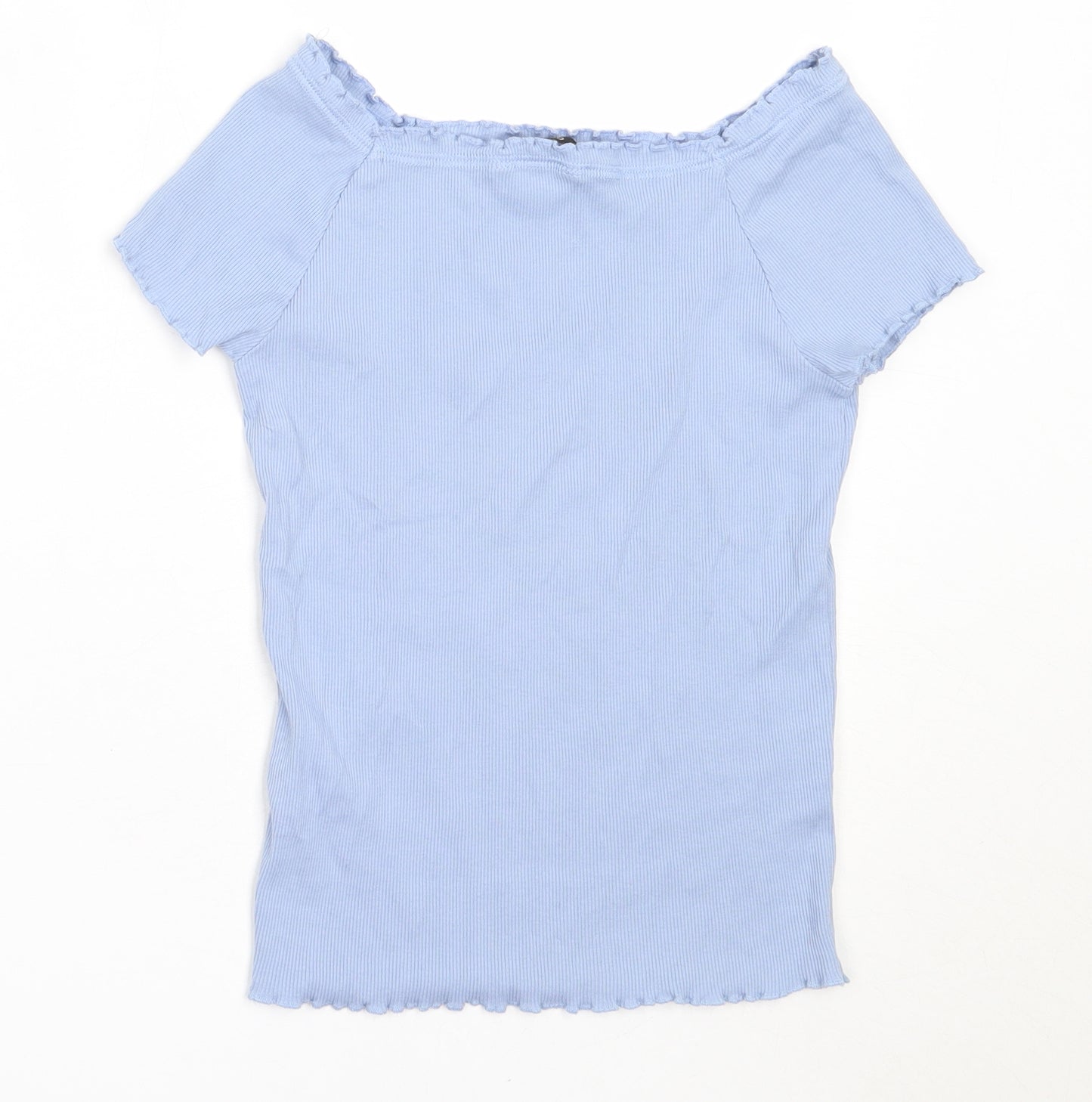George Girls Blue  Cotton Basic T-Shirt Size 12-13 Years Off the Shoulder