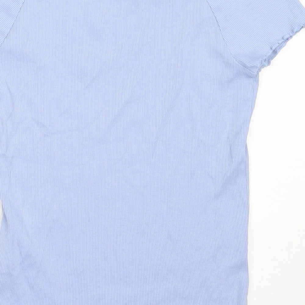 George Girls Blue  Cotton Basic T-Shirt Size 12-13 Years Off the Shoulder