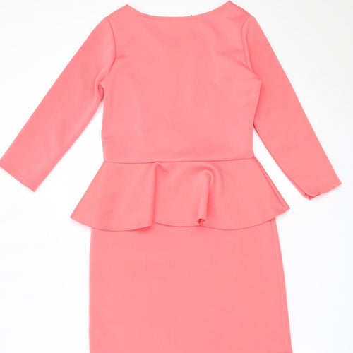 Boohoo Womens Pink  Polyester Shift  Size 10  Round Neck