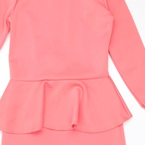 Boohoo Womens Pink  Polyester Shift  Size 10  Round Neck
