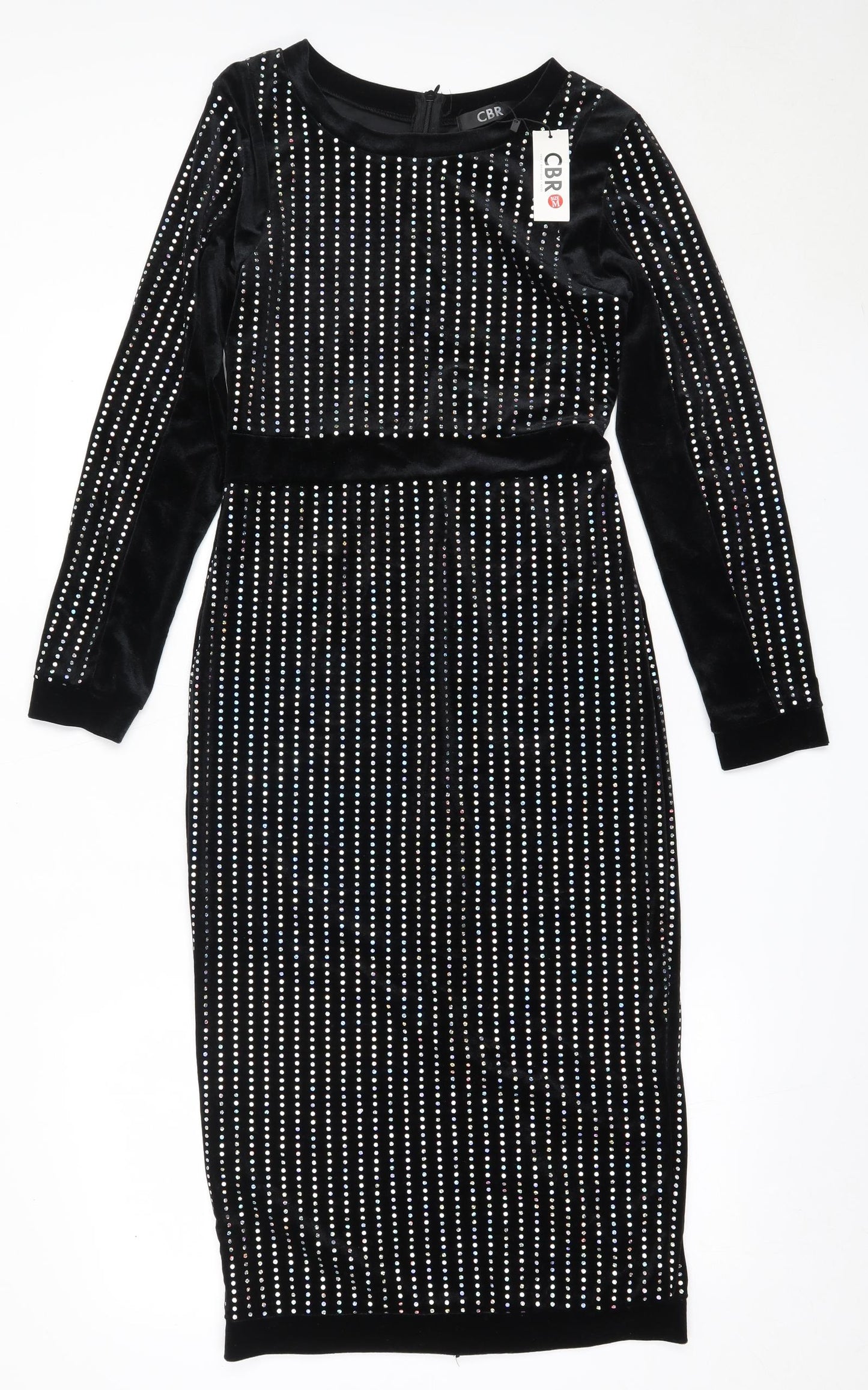 CBR Womens Black  Polyester Bodycon  Size M  Round Neck