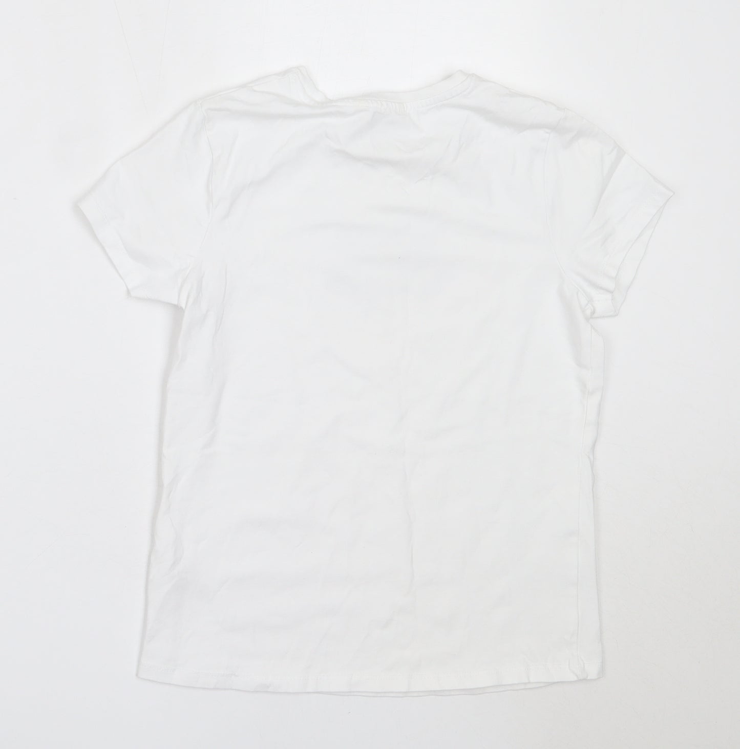 George Girls White  Cotton Basic T-Shirt Size 13-14 Years Round Neck