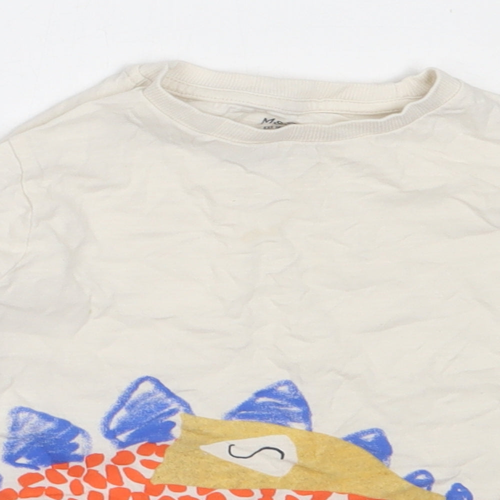 Marks and Spencer Boys Ivory  Cotton Basic T-Shirt Size 2-3 Years Round Neck