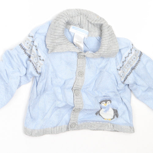 Janie and Jack Boys Blue  Cotton Cardigan Jumper Size 3-6 Months