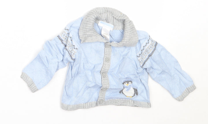 Janie and Jack Boys Blue Cotton Cardigan Jumper Size 3-6 Months