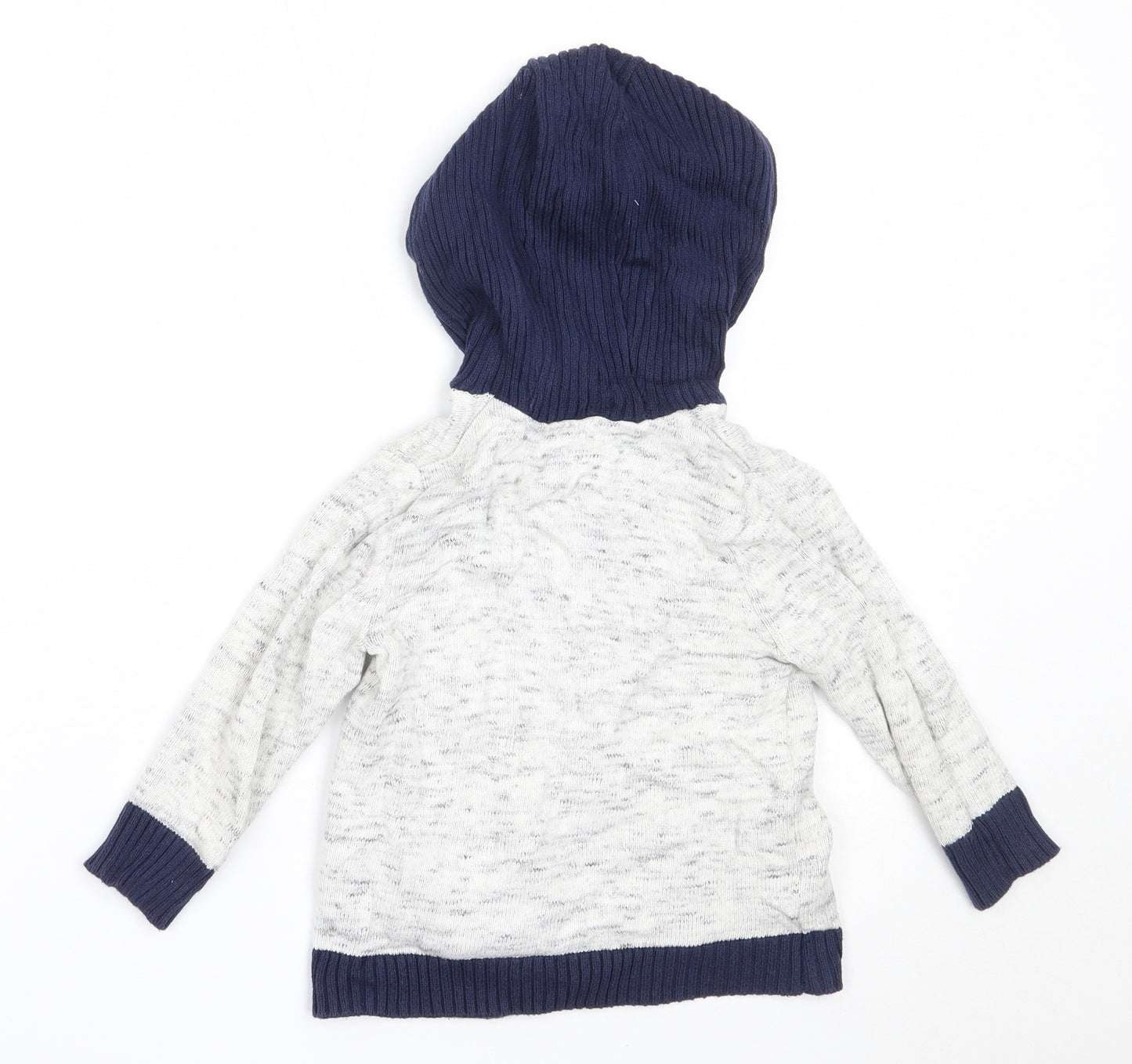 Nutmeg Boys Grey Round Neck  Cotton Full Zip Jumper Size 2-3 Years