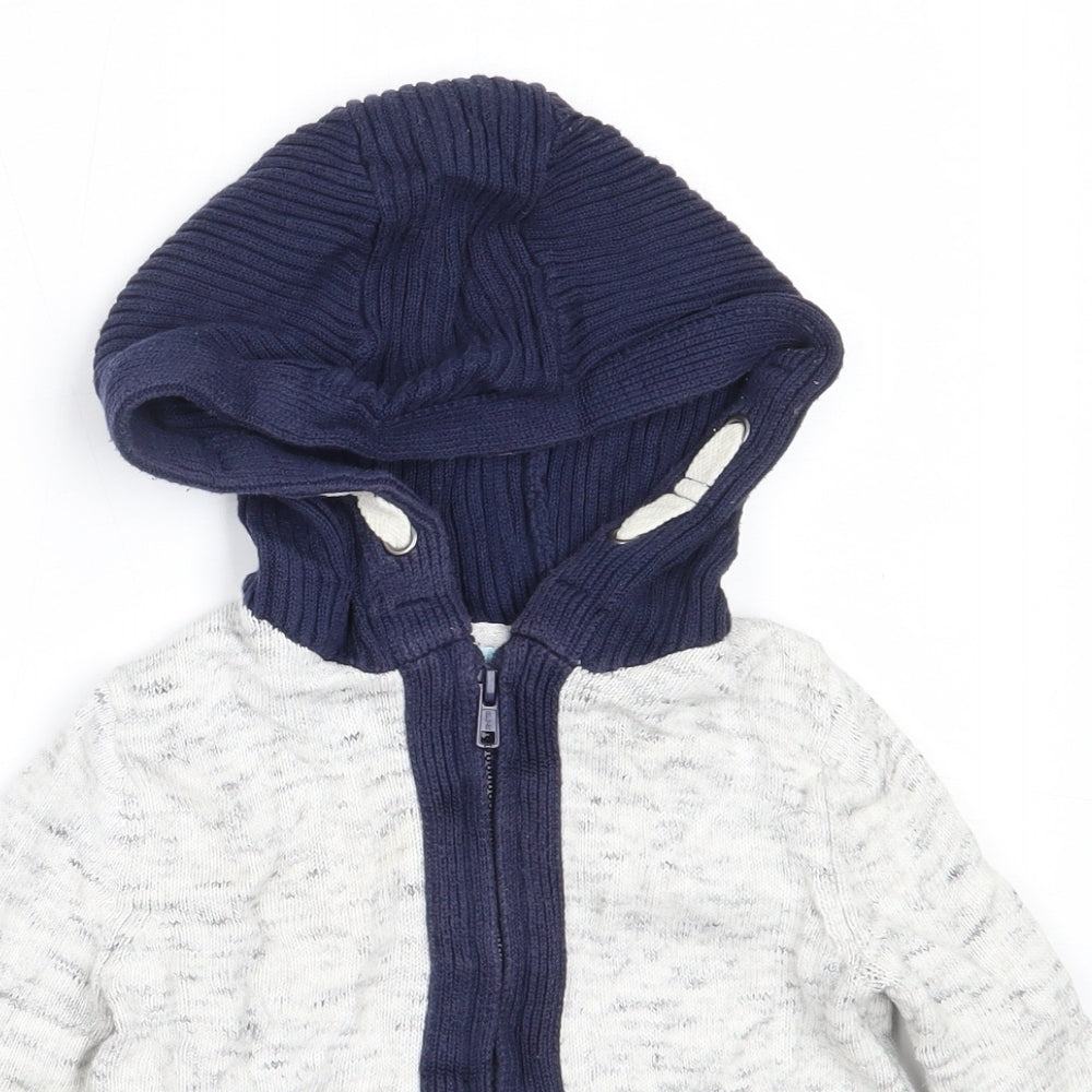 Nutmeg Boys Grey Round Neck  Cotton Full Zip Jumper Size 2-3 Years