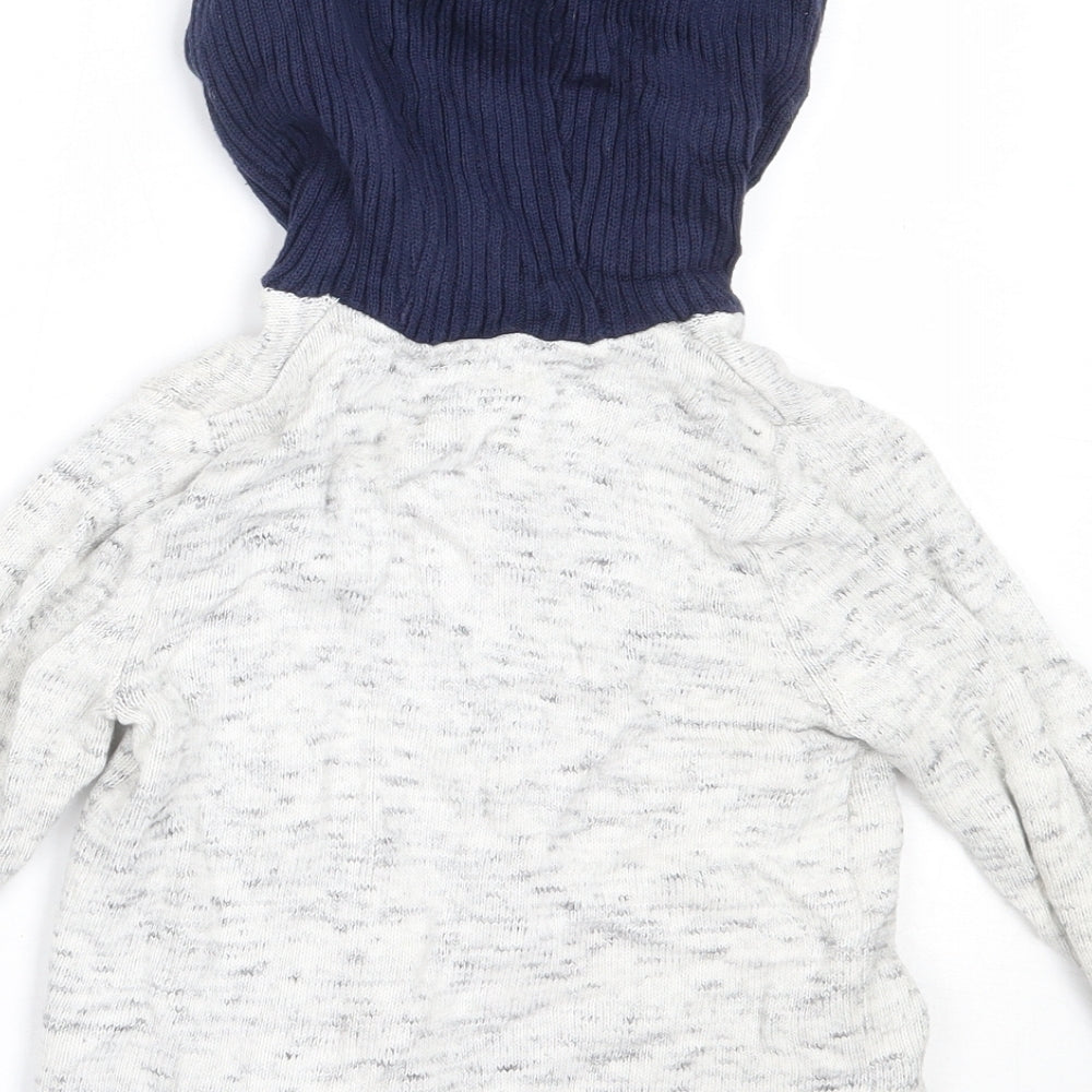 Nutmeg Boys Grey Round Neck  Cotton Full Zip Jumper Size 2-3 Years