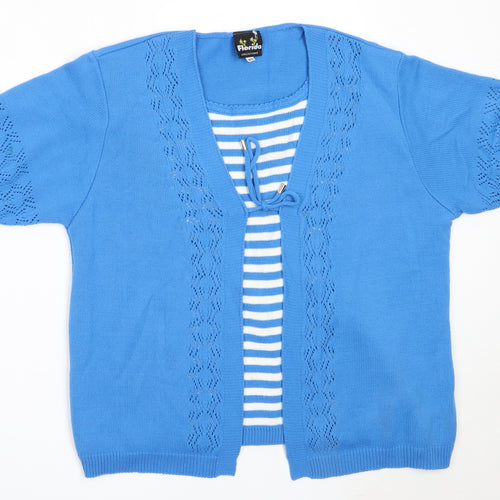 Florida Collection Womens Blue Round Neck  Acrylic Cardigan Jumper Size M
