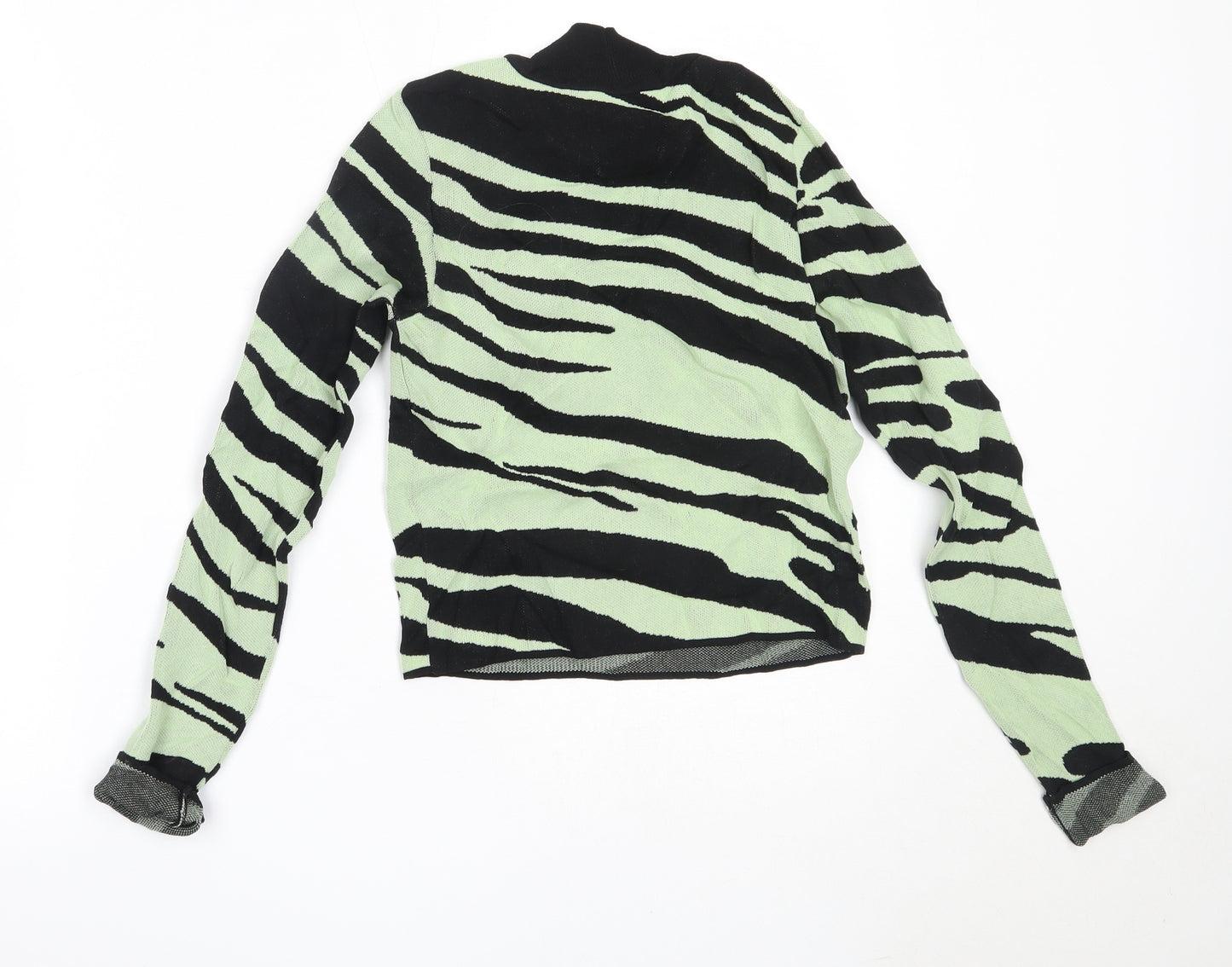 ASOS Womens Green Round Neck Animal Print Polyamide Pullover Jumper Size 6