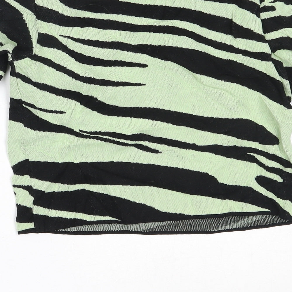 ASOS Womens Green Round Neck Animal Print Polyamide Pullover Jumper Size 6