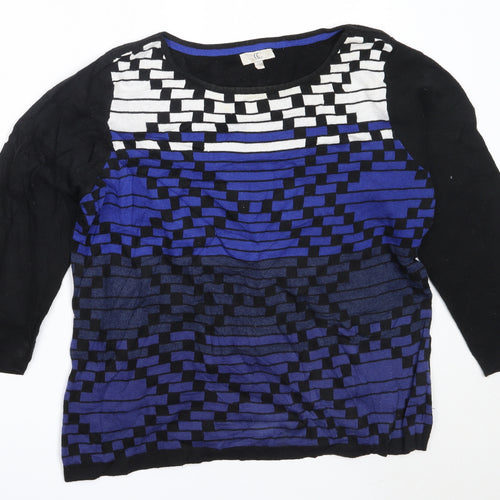 Country Casuals Womens Blue Round Neck  Cotton Pullover Jumper Size L